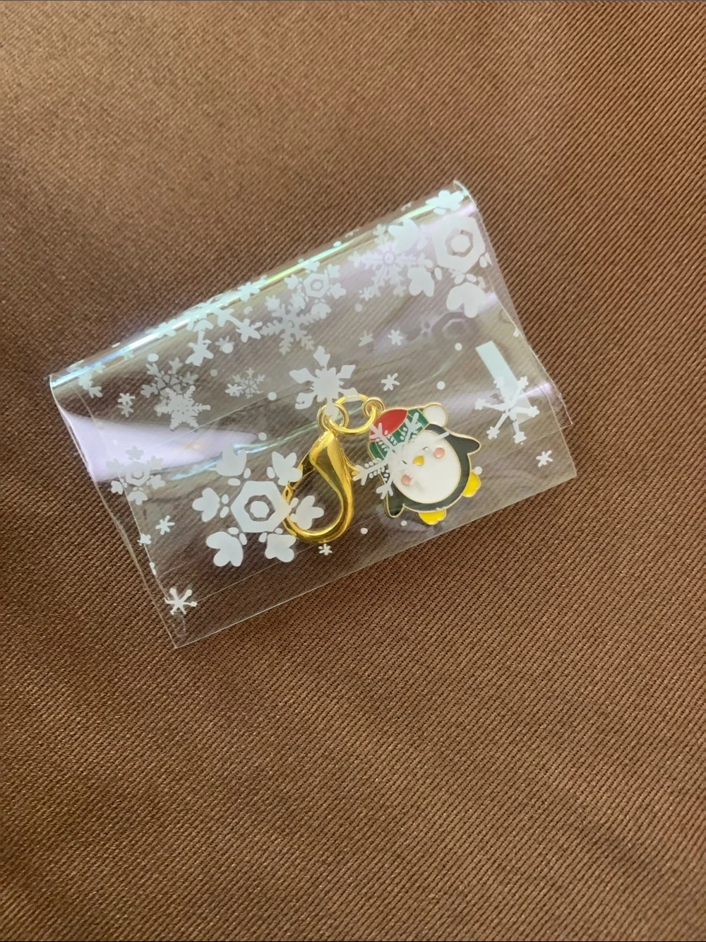 Christmas  Penguin Enamel Charm with Red & Green Beanie
